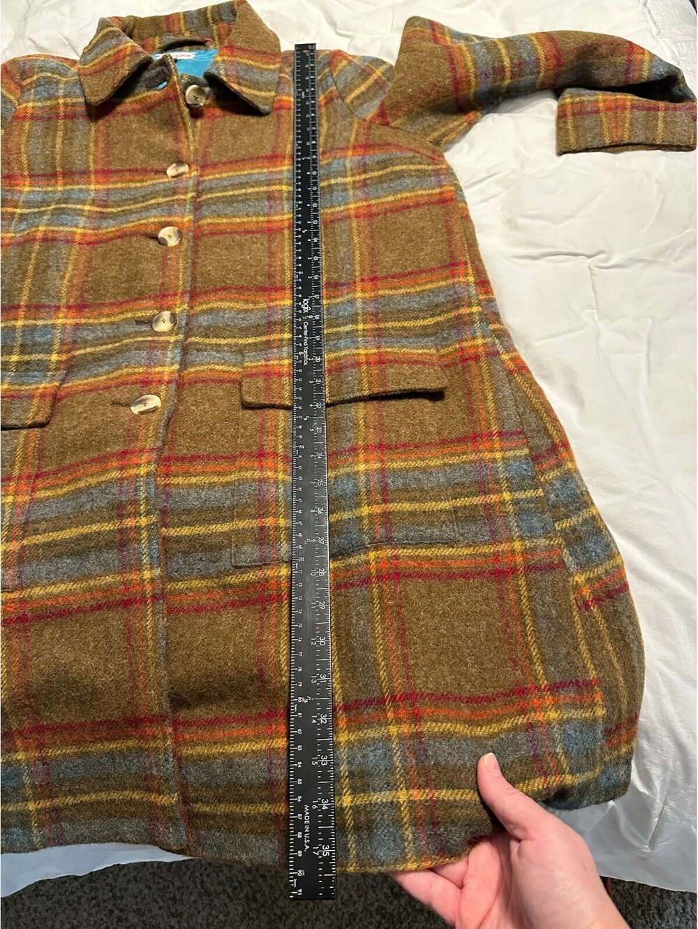 Frances Valentine Wool Plaid Andrews Plaid Barn Jacket Coat EUC Size Medium - Picture 3 of 8